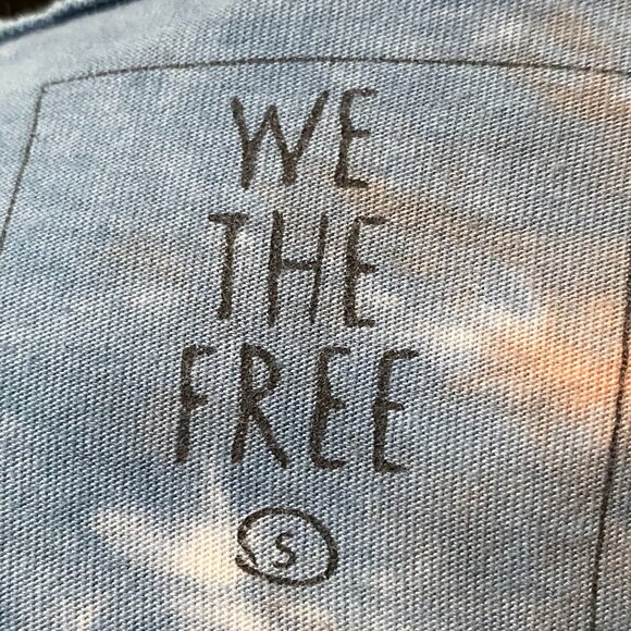 We the Free long sleeve, blue, peach & white tie dye tunic, size S - Picture 7 of 10